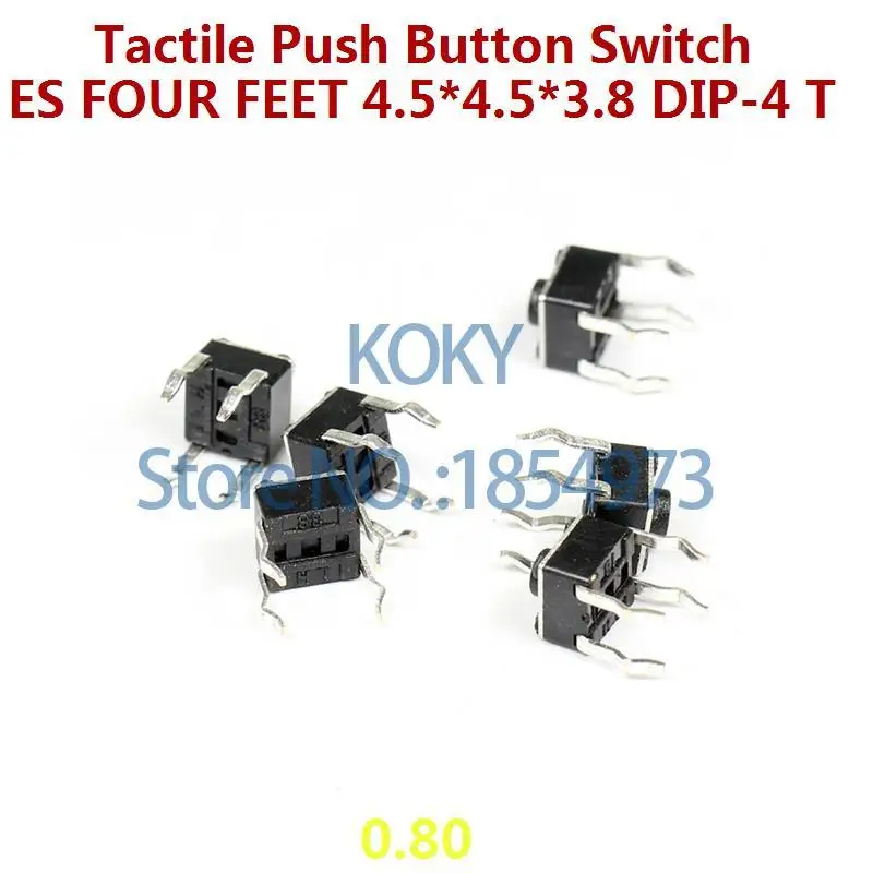 50Pcs Tactile Push Button Switch Tact Switch 4.5*4.5*3.8MM 4-pin DIP