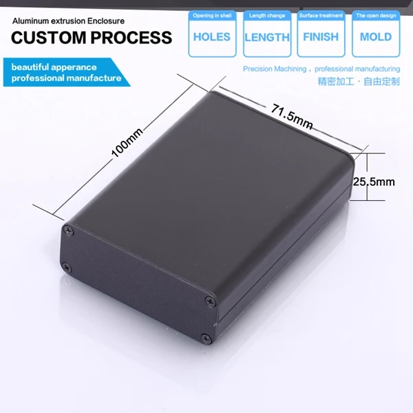 

YGS-002-3 71*25.5*100/2.79''x1''x3.93''(wxhxl)mm Aluminum enclosure with cnc machine treatment