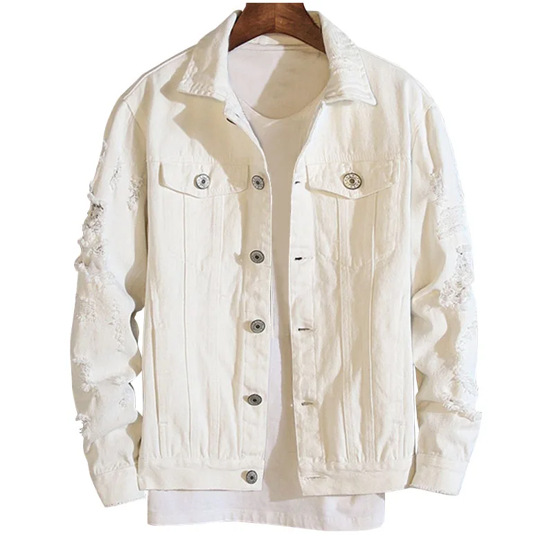 Finest 2020New Plus Size 4xl 5xl Ripped Black Denim Jacket Women Streetwear BF Pink Red White Lover's Jean