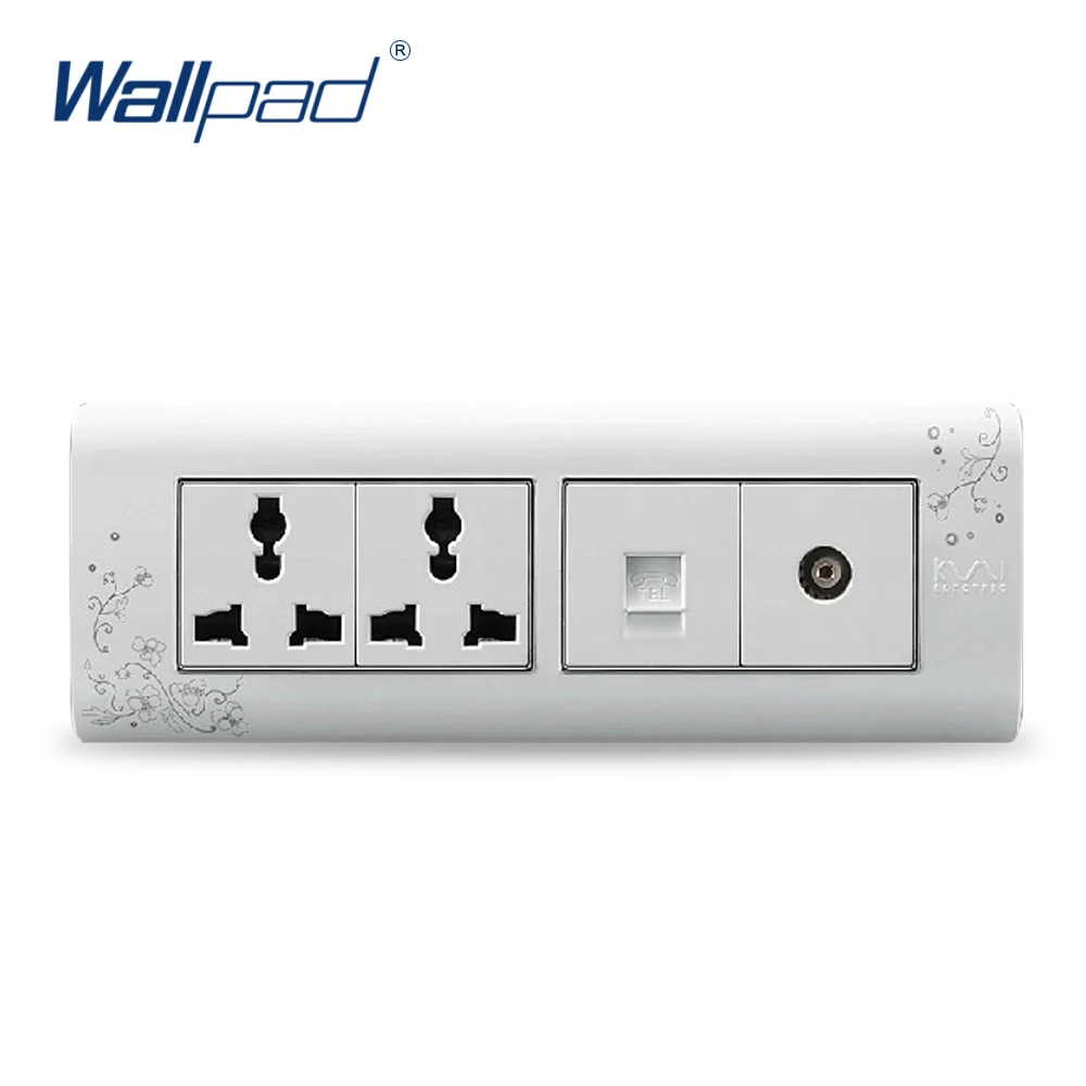 

2019 Hot Sale TEL And TV 6 Pin Socket Wallpad Luxury Wall Switch Panel Outlet Socket 197*72mm 10A 110~250V
