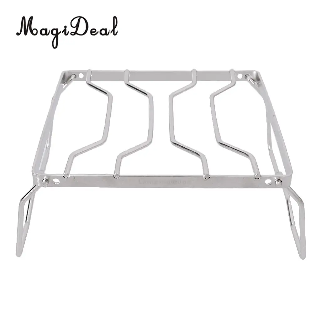 MagiDeal Foldable Camping Stoves Picnic BBQ Cooker Rack Support Stand/Potable Folding Stainless Steel Cooking Accessory