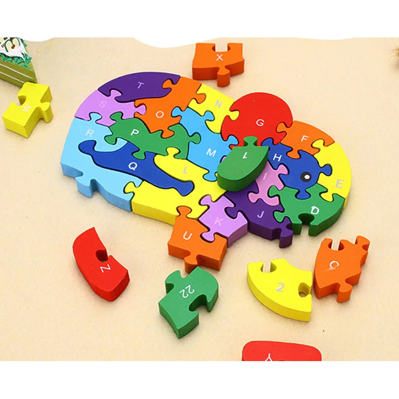 Montessori Toys for Children Early Educational Learning Wooden Toys 3D Cartoon Animal Puzzle Teaching Aids