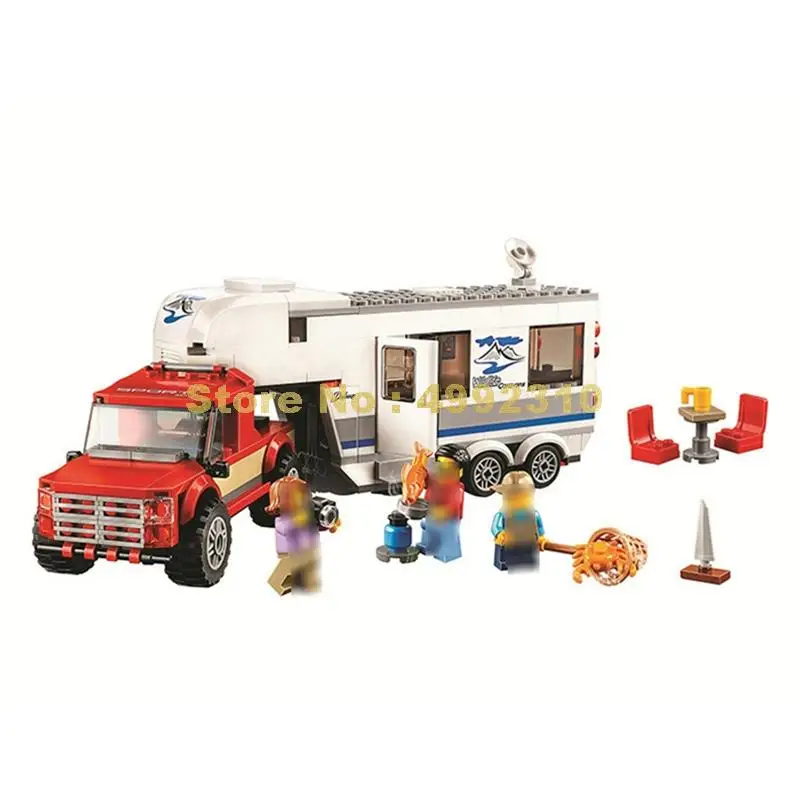 

sy6964 373pcs city pick up truck caravan camper 3 figures building block 60182 Bricks Toy