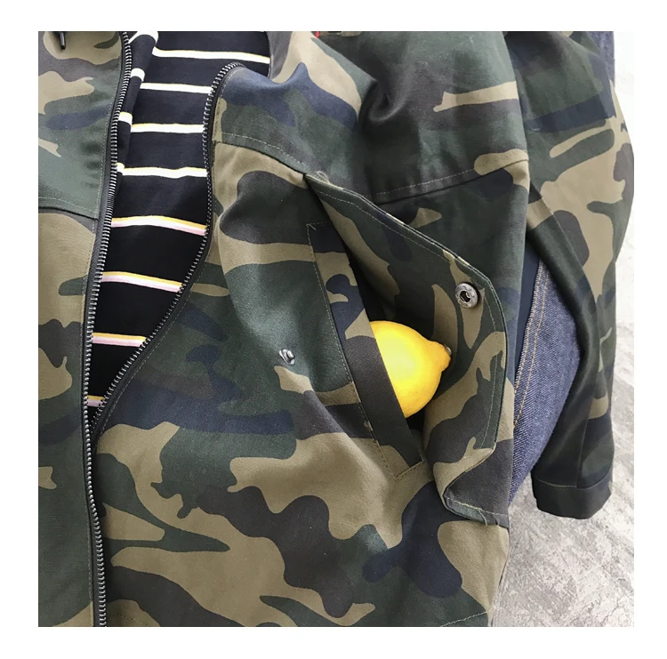 YASUGUOJI Новый Осень 2018 г. Военная униформа Стиль модные камуфляжные Тренч с капюшоном для мужчин Ткань Оксфорд свободные пальто куртка