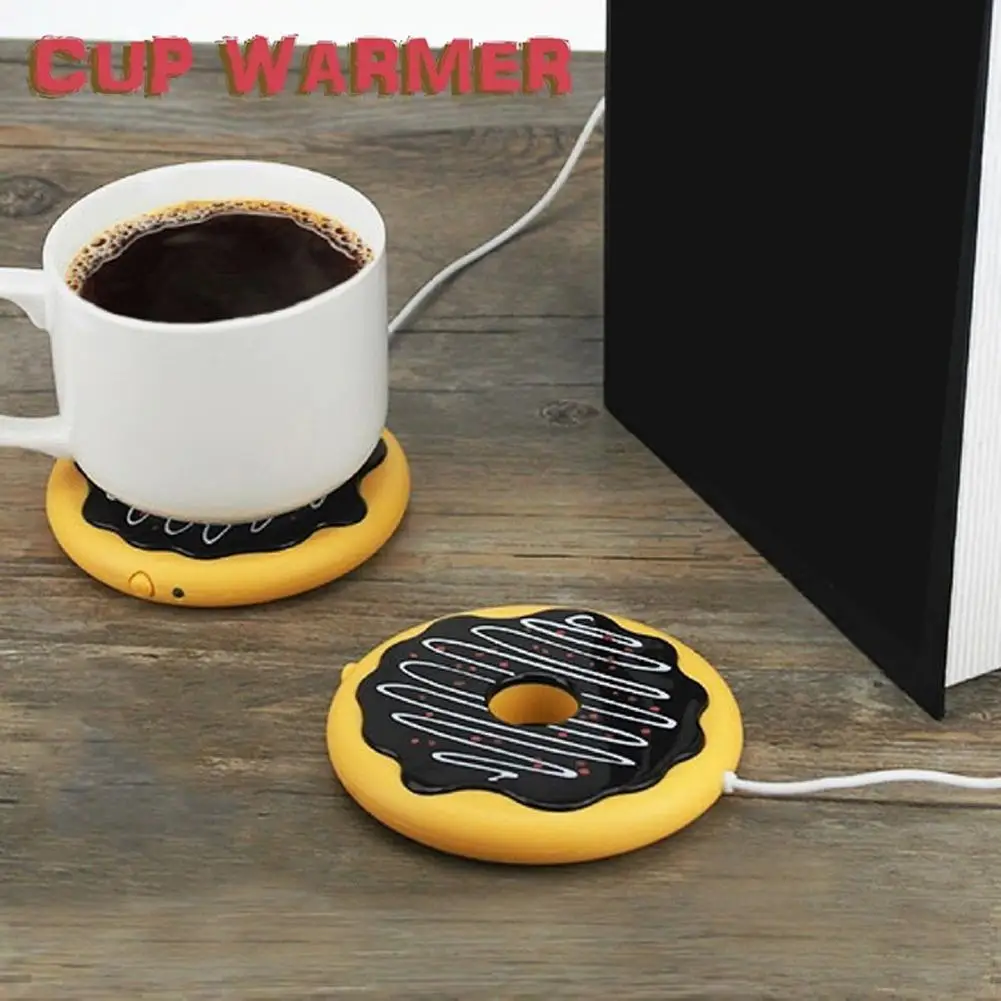 

Donut Home Office USB Cup Warmer Heater Coffee Milk Tea Beverage Heating Mug Pad Set