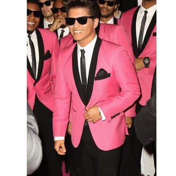 

Pink Mens Party Prom Suits Grooms Men Suits 2020 Slim Fit 2 Pieces Wedding Suits for Men Jacket+Pants Groom Tuxedos