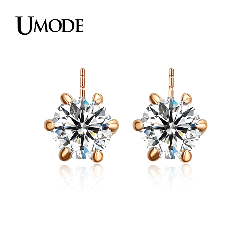 font b UMODE b font Classic Design Rose Gold Rhodium plated 0 5ct Cubic Zirconia