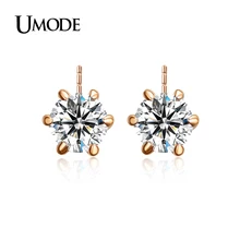 UMODE Classic Design Rose Gold Rhodium plated 0 5ct Cubic Zirconia Stud Earrings For Women Jewelry