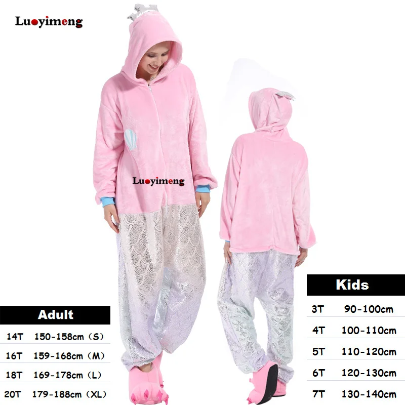 Единорог кигуруми Onesie взрослых пижамы женщин животных пижамы дети панда Стич пижамы для мальчиков и девочек Единорог комбинезон зимние комбинезоны