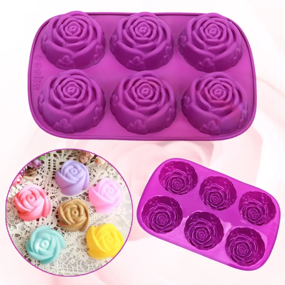 Silicone Cake Mold 6-cup House-Shaped Cake Mould Soap Mold  Baking Tray
