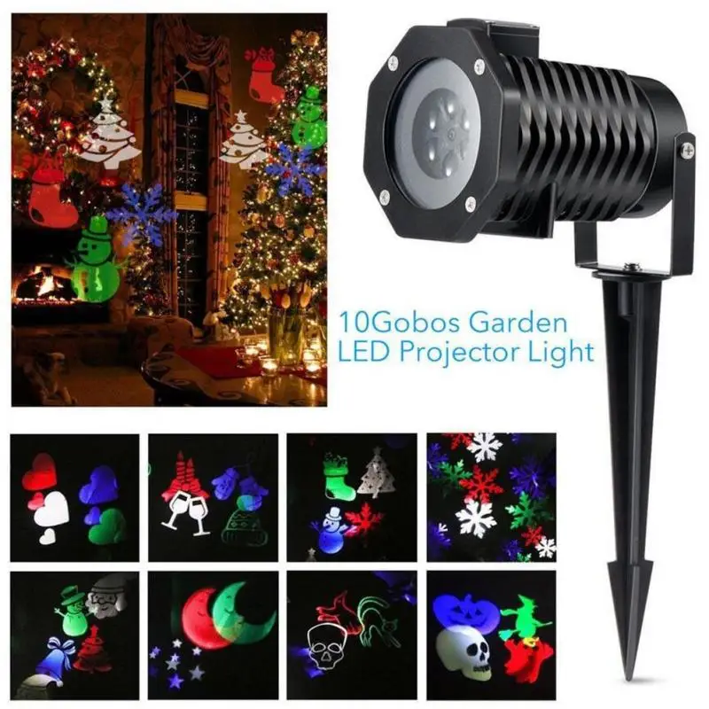 Christmas Laser Projector Light LED 10+2 Gobos Garden House Snow Star
