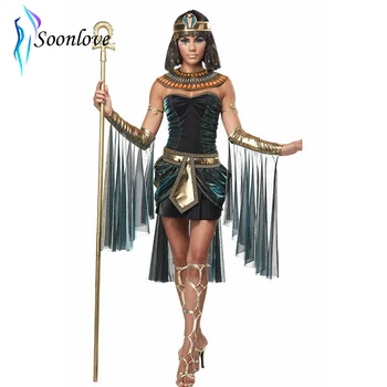 

Sexy Deluxe Ladies Fancy Dress Cleopatra Egypt Womens Costume Egyptian Goddess Costume Egypt Queen Cosplay Costume L15192