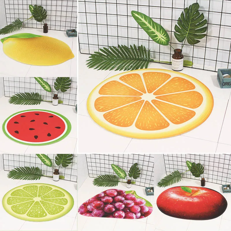 

Fruit heat transfer floor mat bathroom kitchen non-slip absorbent carpet exquisite printing exquisite edging support wholesale