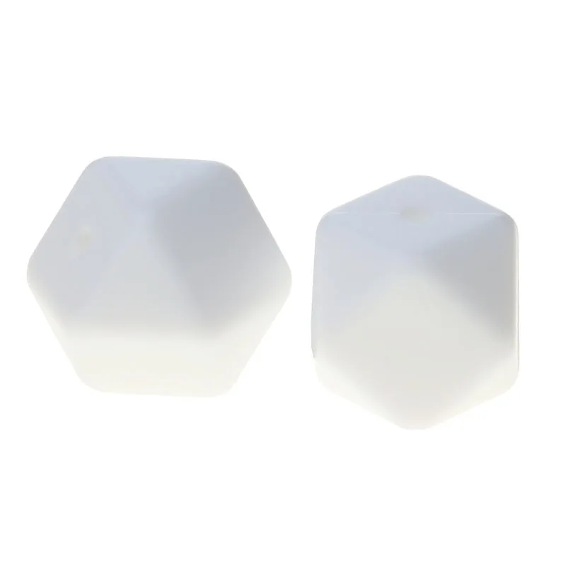 Fkisbox 17MM Hexagon 100pc Silicone Baby Teether Beads BPA Free Newborn Chewing Teething Necklace Babies Jewelry DIY Shower Gift
