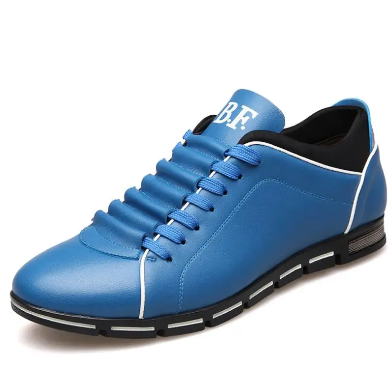 NAUSK/Большие размеры 38-48; мужская повседневная обувь; модная кожаная обувь для мужчин; Летняя мужская обувь на плоской подошве; Прямая поставка - Цвет: Blue Casual Shoes