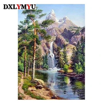 

3d Diy Diamond painting cross stitch set crystal square diamond mosaic Waterfall scenery rhinestones embroidery