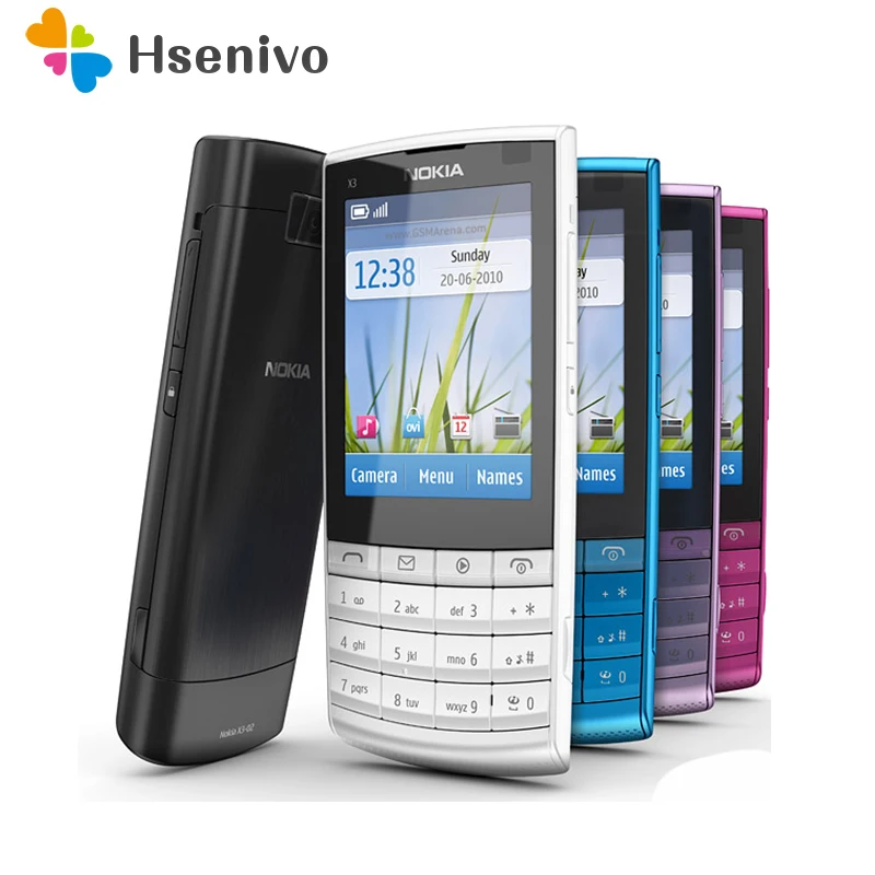 Оригинальный Nokia X3-02 мобильный телефон 3G 5.0MP с русской клавиатурой 5 цветов в наличии Восстановленное