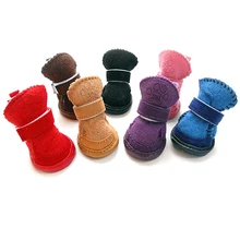 Hiver Doux coton Chiens bottes Non-slip chien chaussures En Peluche animal épais fond mou bottes de neige Petit Chien chaussures