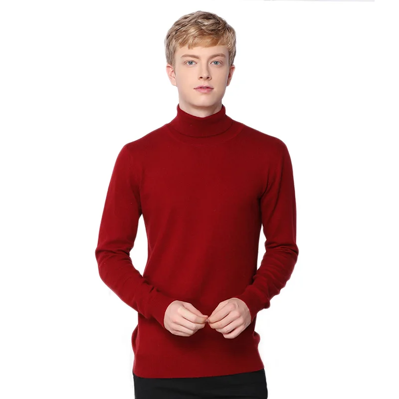 

2018 New Hot Selling Men's Turtleneck Wool Sweaters Solid Color Turn-down Collar Pullovers Jumpers Wool Cashmere Feeling