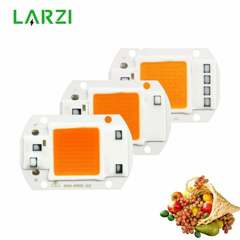 

LARZI Hydroponics 220V 20w 30w 50w cob led grow light chip full spectrum 380nm-840nm for Indoor Plant Seedling Grow and Flower