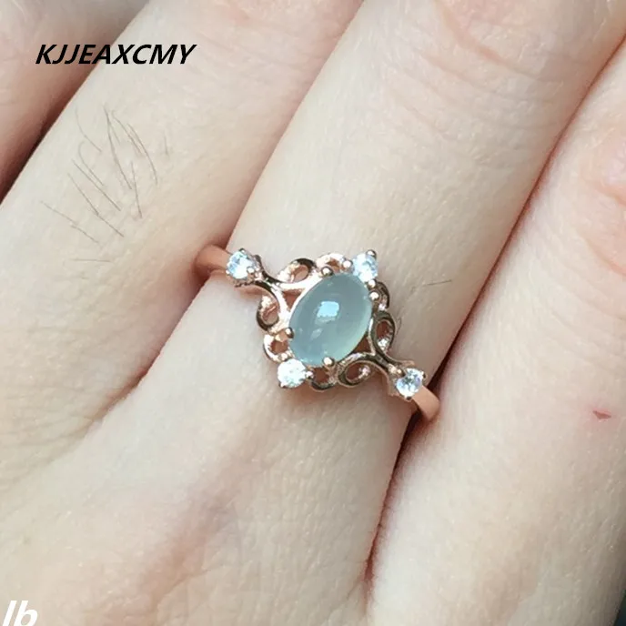 

KJJEAXCMY Fine jewelry Inlaid natural a cargo of 925 sterling silver jade female ring live ice mouth