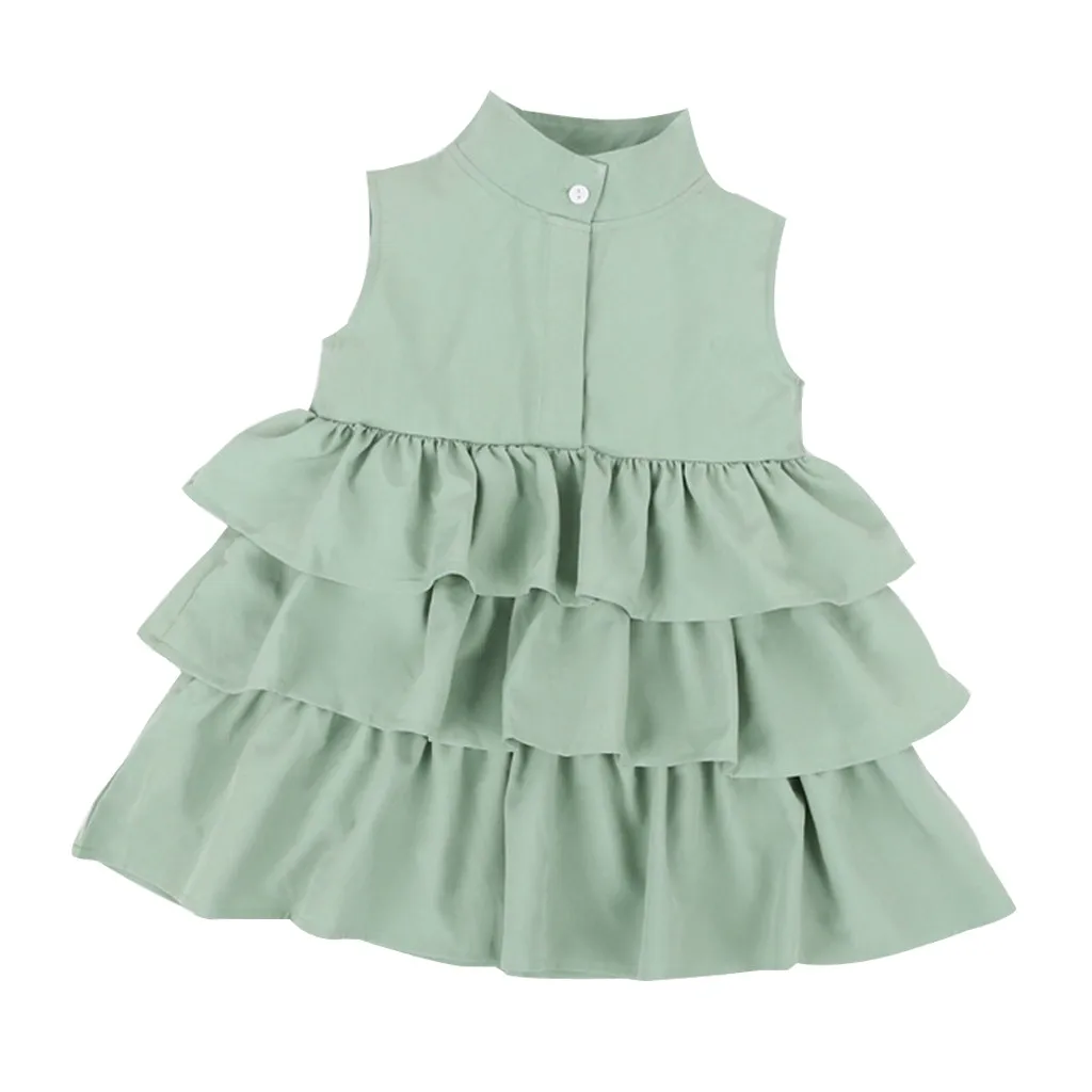 Нарядное платье для маленьких девочек; Пышное Платье-пачка без рукавов с оборками; вечерние праздничные костюмы для путешествий; платье-кекс - Цвет: Зеленый