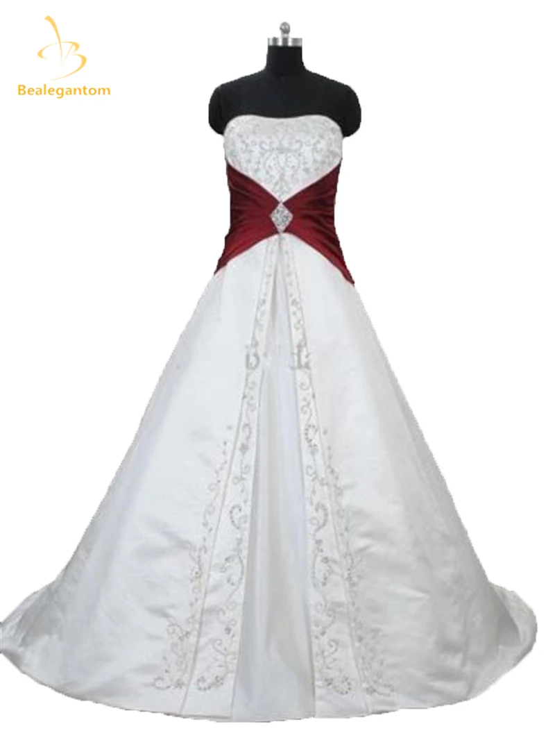 Bealegantom Off Shoulder White Satin font b Wedding b font Dresses 2017 Embroidery Beaded Lace Up
