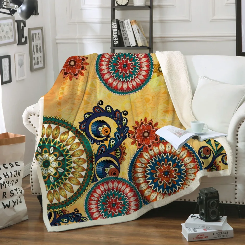 

Geometric Printed Throw Blanket Bedspread Southwest Native American Sherpa Bed Sofa Blanket Aztec Bedding