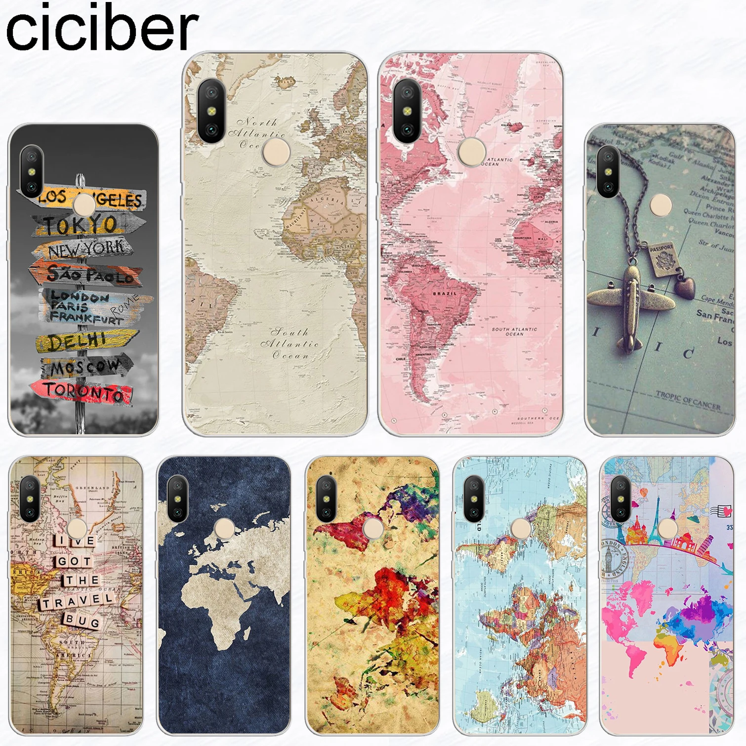 

ciciber Phone Cases For Xiaomi Redmi Note 7 8 6 5 5A 3 4X Pro Silicone For Redmi 6 5 4A 4X 3S S2 Plus Pro World Map Funda Coque