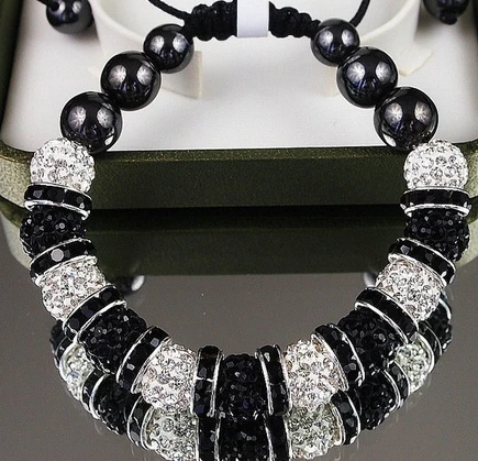 

10mm white black New Style Disco Ball Beads crystal crystal bracelet. fasion bracelets pq33