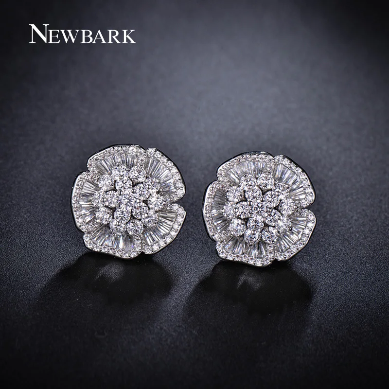 

NEWBARK Camellia Earrings Big Flower Design Earring Accessory Earrings For Women Brinco Wedding Fashion Wholesale Zirconia