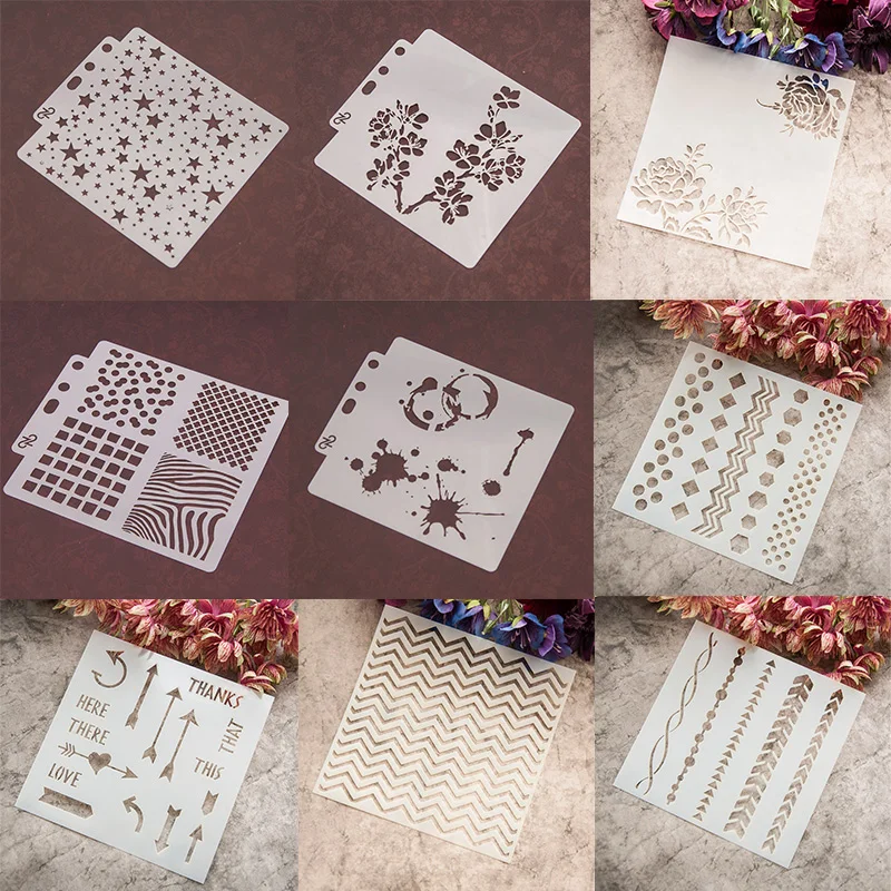 

Different Flower Star Line Painting Stencil DIY Home Sticker Decor Cake Decorating Tool Planner Scrapbooking Album Crafts Arts