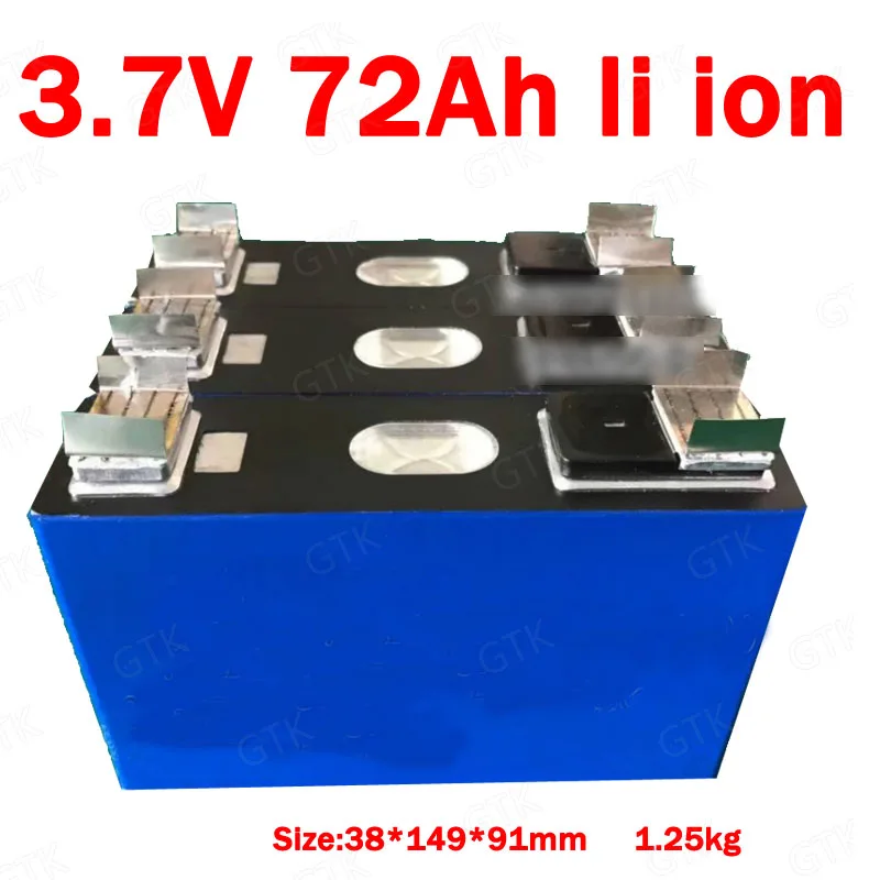 

3pcs lithium 3.7v 72Ah li ion battery 3C 210A for 12V 14.8V EV electric vehicles power supply system golf carts salor inverter