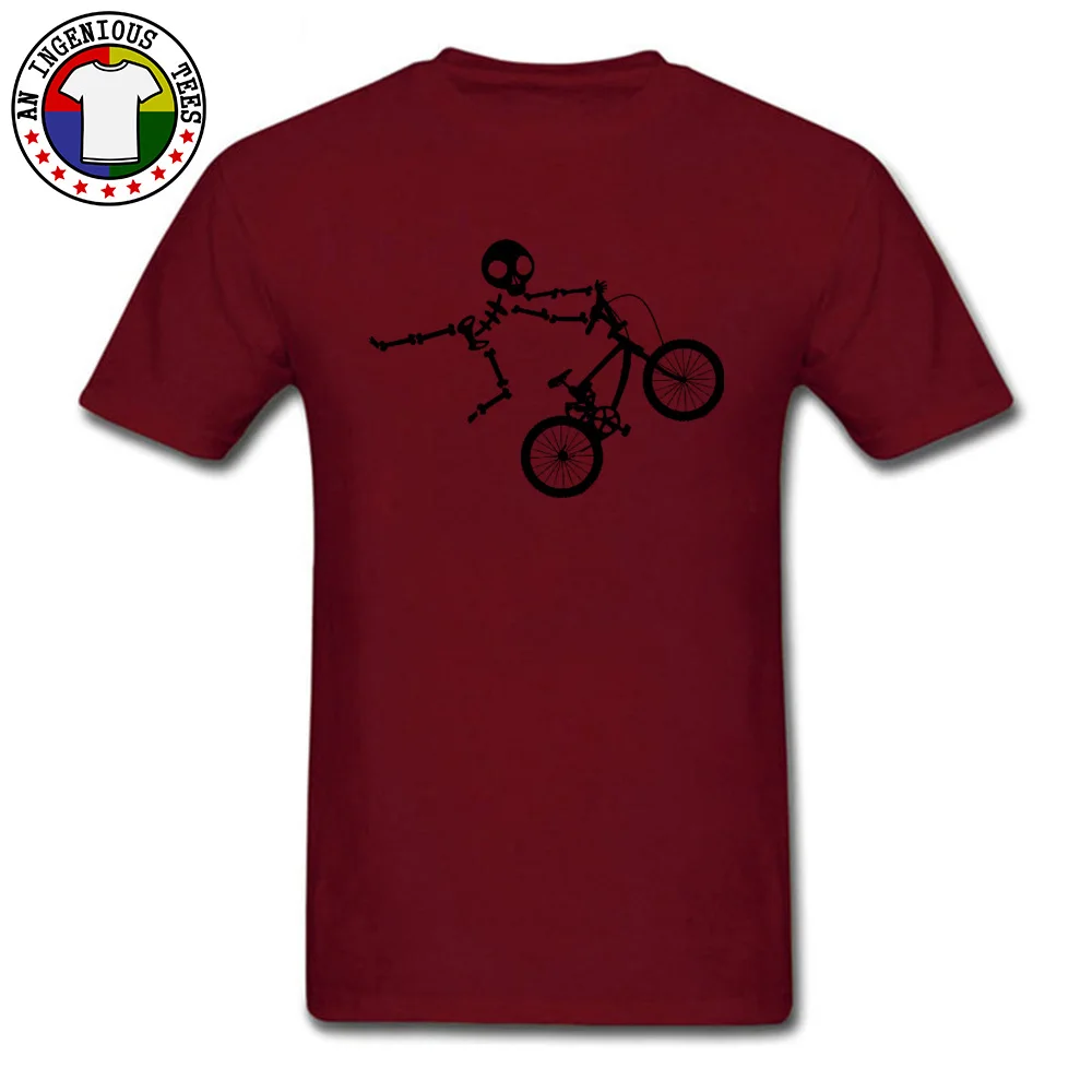Latest Skeleton-BMX-Cycle Custom Short Sleeve T-Shirt Fall O Neck Pure Cotton T Shirt for Men T-shirts Leisure Skeleton-BMX-Cycle maroon
