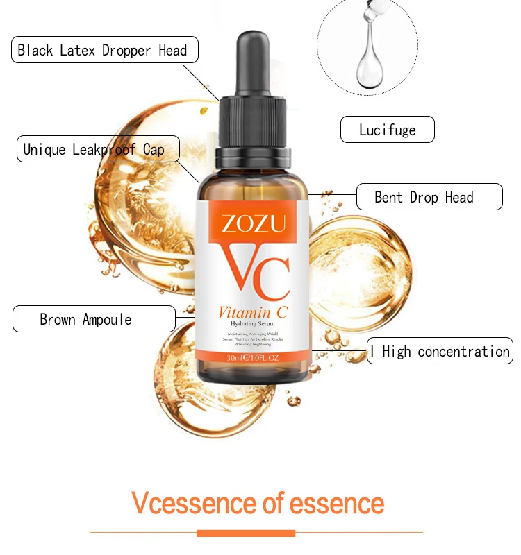 ZOZU Brand Natural Skin Care Hyaluronic Acid Anti-aging Whitening Vitamin C serum for face