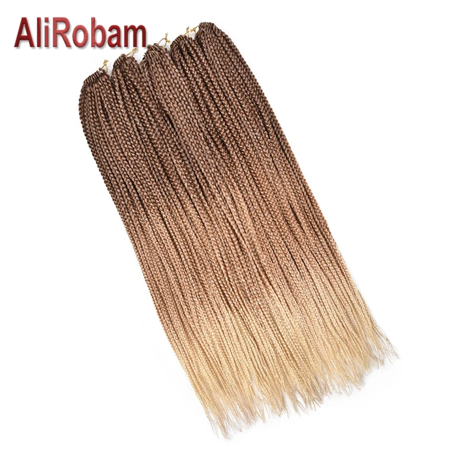 AliRobam Box Braids Crochet Hair Synthetic Fiber Braids Brown Color Ombre Braiding Hair Extensions 22 Roots/pack