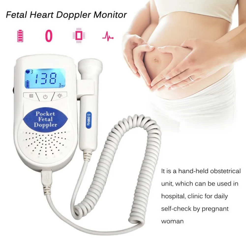 Карманный фетальный монитор сердечного ритма с светильник ЖК-дисплей Экран для беременных Для женщин по уходу за ребенком для домашнего использования Доплер монитор сердечного ритма