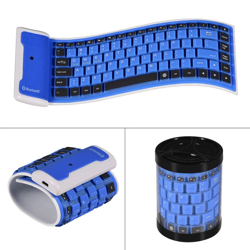 

Basix Wireless Keyboard Waterproof Universal Portable Soft Silicone Bluetooth Keyboard For Laptop iPad New Smart Phone Keyboard