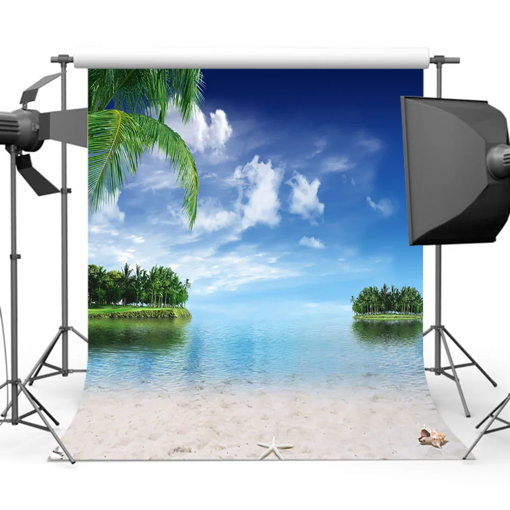  Summer Island Forest Background Blue Sky Sea Backdrop Photography Sandy Beach S-166 | Электроника