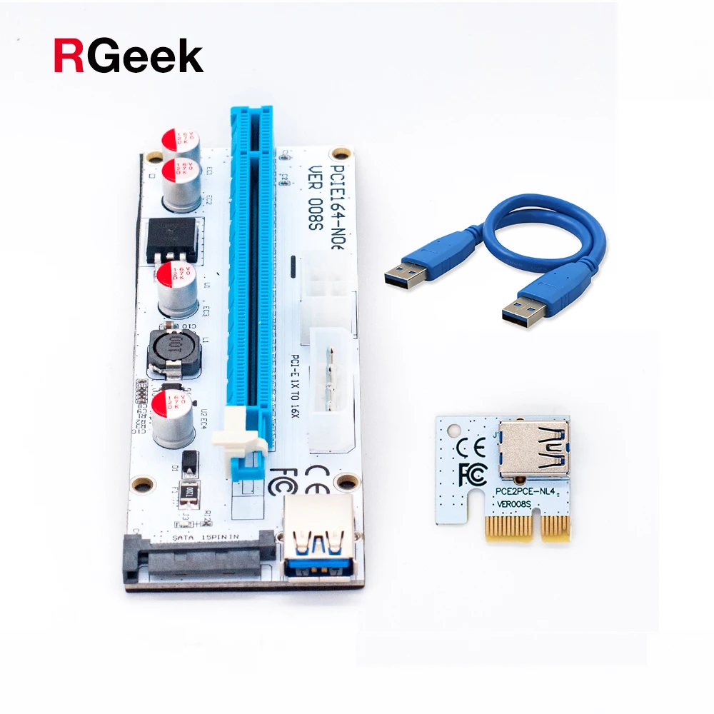 Новинка VER008S Molex 4PIN 15PIN SATA 6PIN 3 в 1 Вт PCIE PCI Express Riser Card 1X to 16X E удлинитель Bitcoin Miner|pci sata