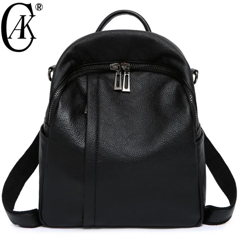 

CAK 100% Genuine Leather Women's Backpack Real First Layer Cow Leather Ladies Backpacks Travel ipad Cowhide Female Bags
