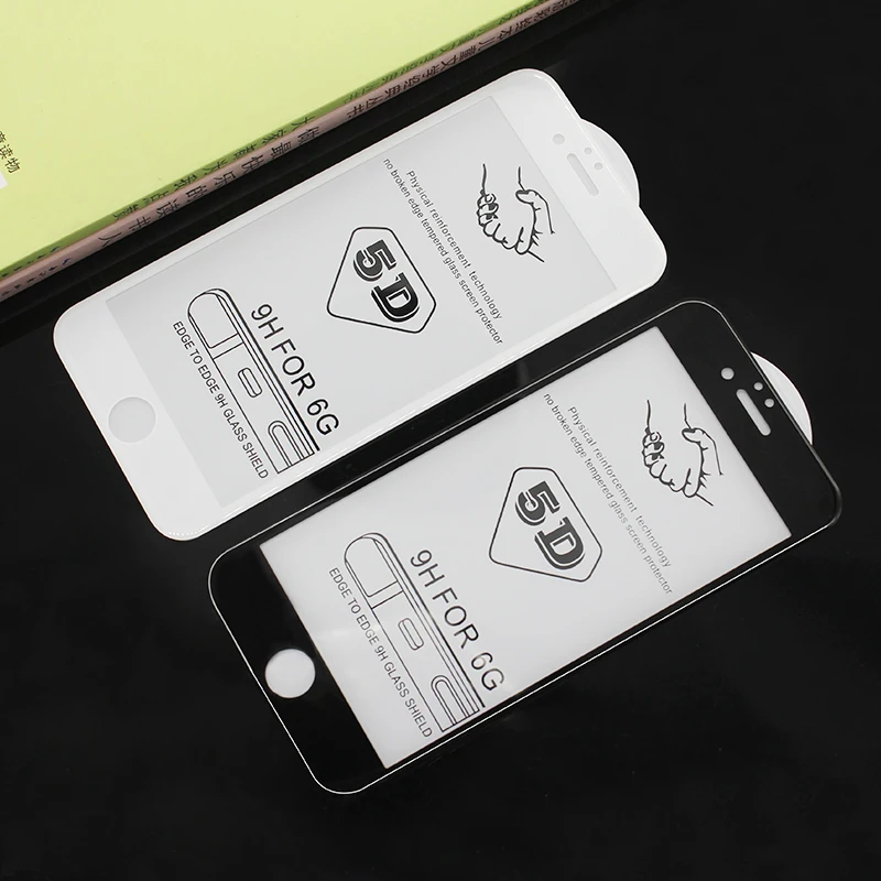 Закаленное стекло 5D с закругленными краями и полным покрытием для iPhone 6 6S 7 8 Plus