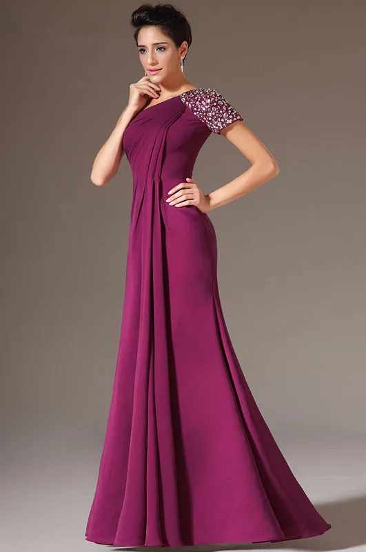 Freeshipping-Long-Elegant-Empire-One-shoulder-Burgundy-Evening-dresses-Formal-Women-Dresses