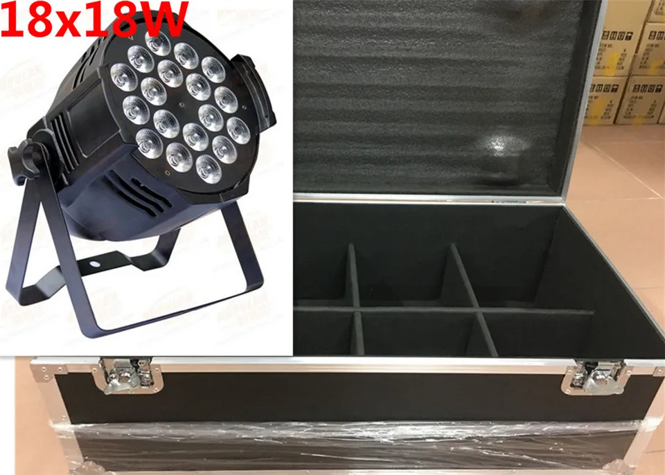 

8 pz 18x18 W LED Par Luci con 1 flight case rgbwa uv 6in1 led par luce