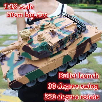 

2.4G Update 1:18 Remote Control Rc Battle Tank 50cm Big Size 100m Remote Control Distance Rc Tank Launch Bullets high simulation