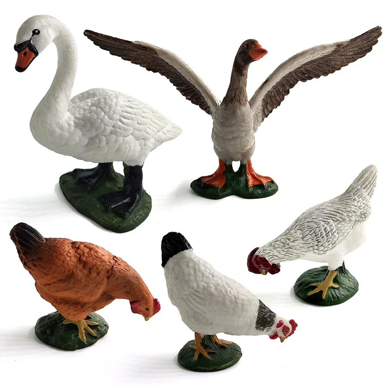 Swan Rooster Chicken Duck Goose Hen Figurines Farm Animal Model Home Decor Miniature Fairy Garden Accessories