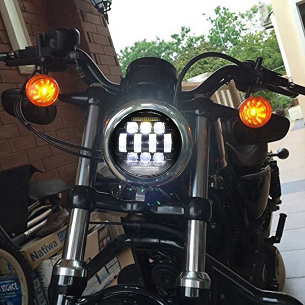 5,75 дюймов светодиодные фары 5 3/" мотоциклетные фары с DRL поворотным сигналом для harley sportster touring softail Dyna street triple