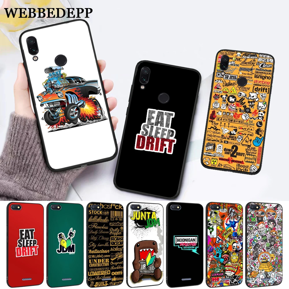 

WEBBEDEPP Sticker Bomb eat sleep JDM Silicone Case for Xiaomi Redmi 4A 4X 5A 5 Plus S2 6 6A 7 7A K20 Pro Go