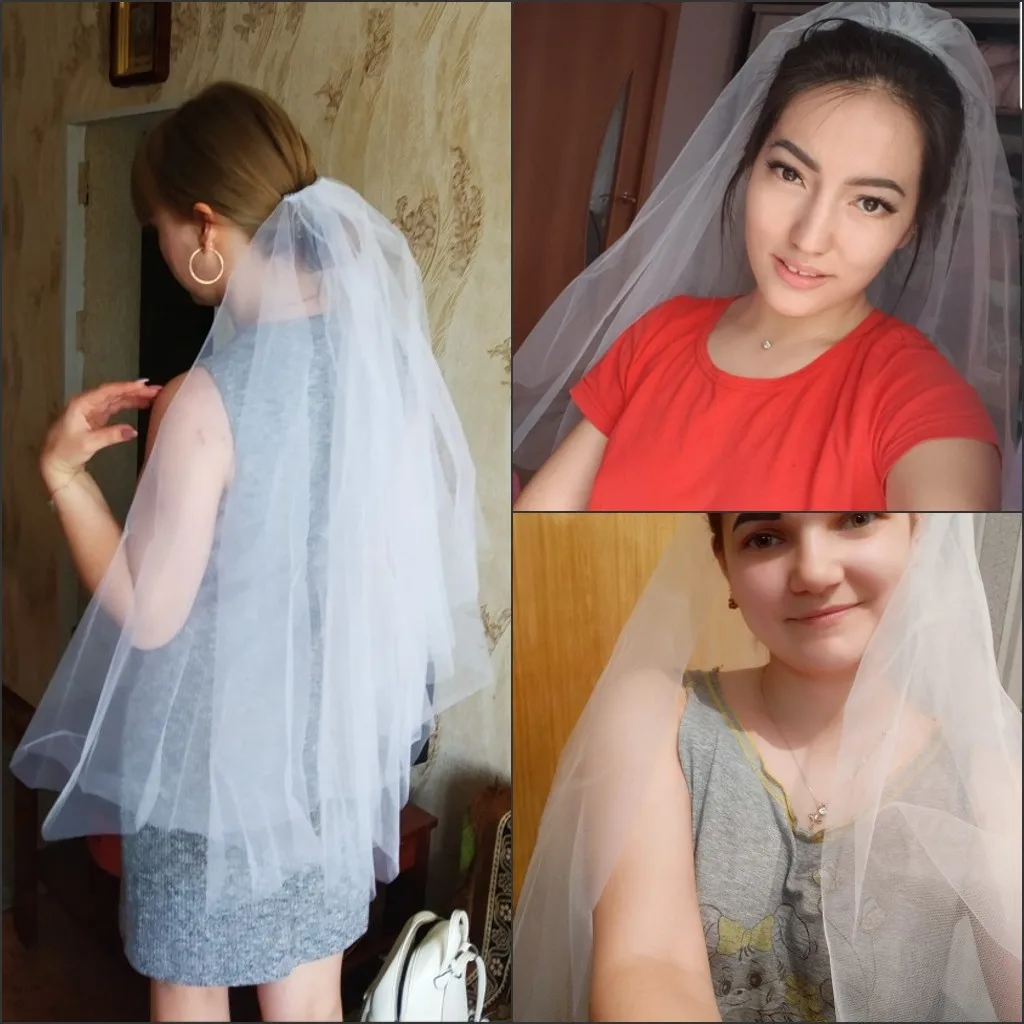 BOAKO Fashion Short Bridal Veils Two Layer 85cm with Comb Ivory White Wedding Veils Cheap Bride Wedding Accessories Velo Novia BOAKO Fashion Short Bridal Veils Two Layer 85cm with Comb Ivory White Wedding Veils Cheap Bride Wedding Accessories Velo Novia