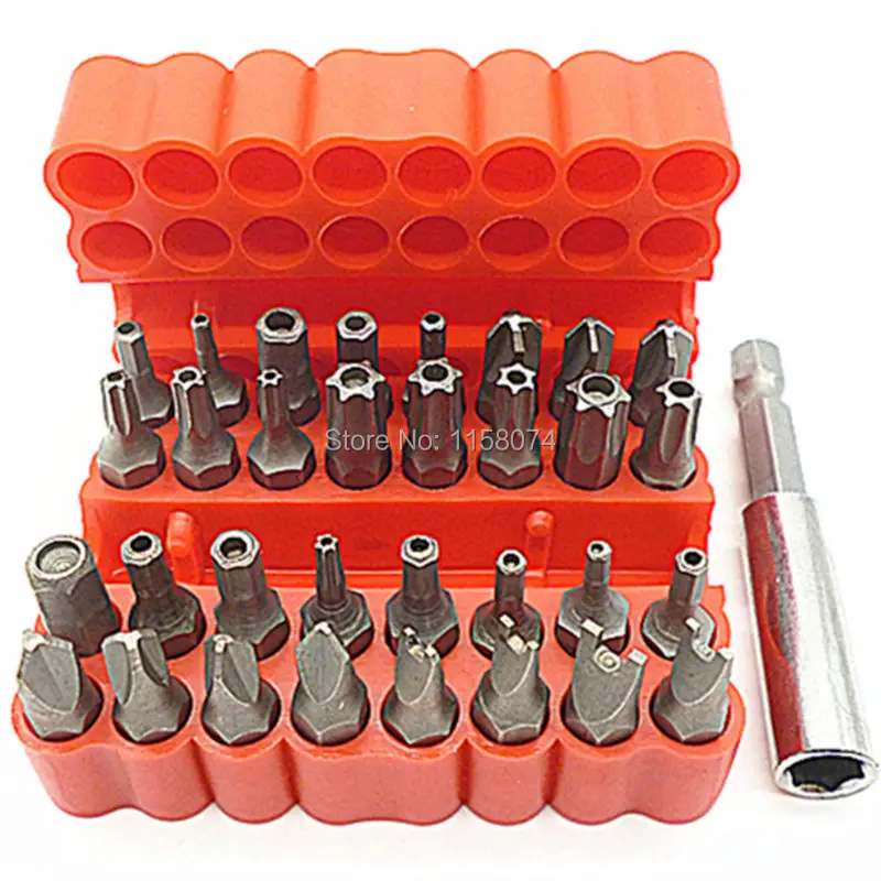 Security Tamper Proof Bit Set 33pcs Torq Torx Hex Star Spanner Tri Wing Electric Screwdrive Hex Bit